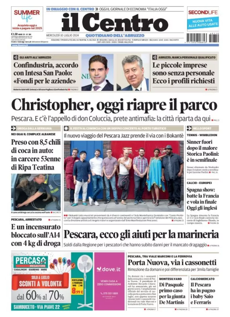 Prima-pagina-il centro-oggi-edizione-del-2024-07-10